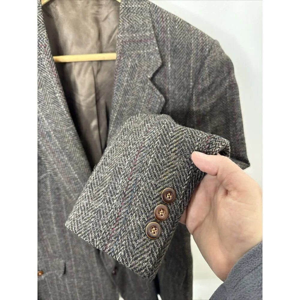 Western Outfitters Men 44 Blazer Tweed Wool‎ Sports Coat Brown Herringbone